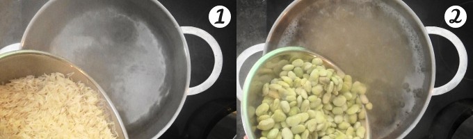 آماده سازی برنج و باقلا