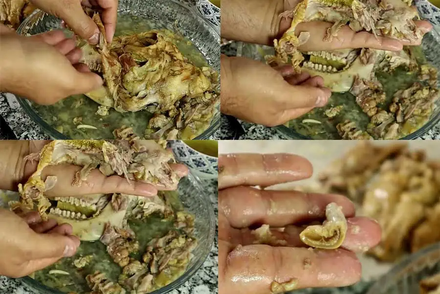 تمیز کردن کله پاچه پخته شده