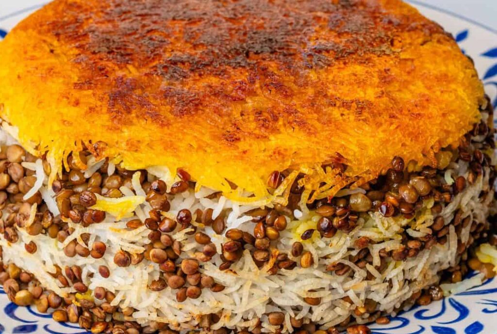 ته چین عدس پلو