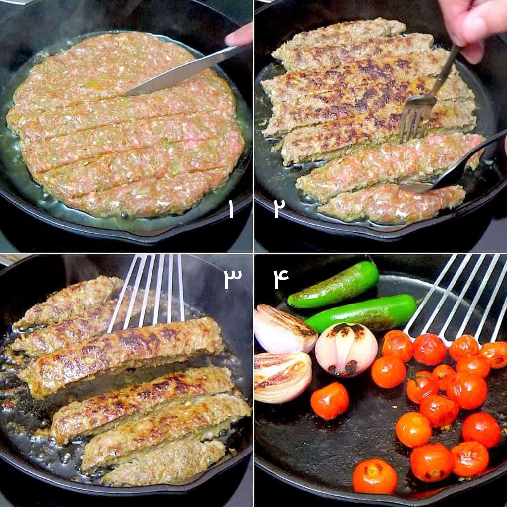 مراحل سرخ کردن کباب تابه ای